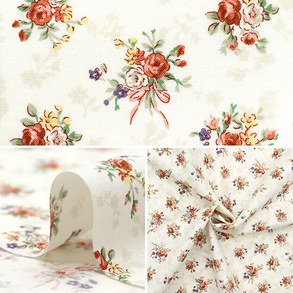 【数量5から】 生地 『シーチング ルルブーケ ユーフォリア アイボリー RU2500-13A』 Quilt Gate キルトゲイト