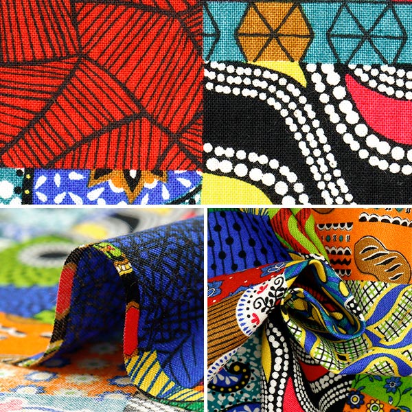 【数量5から】 生地 『シーチング アフリカンテイスト パッチワーク柄 AP52804-1A』