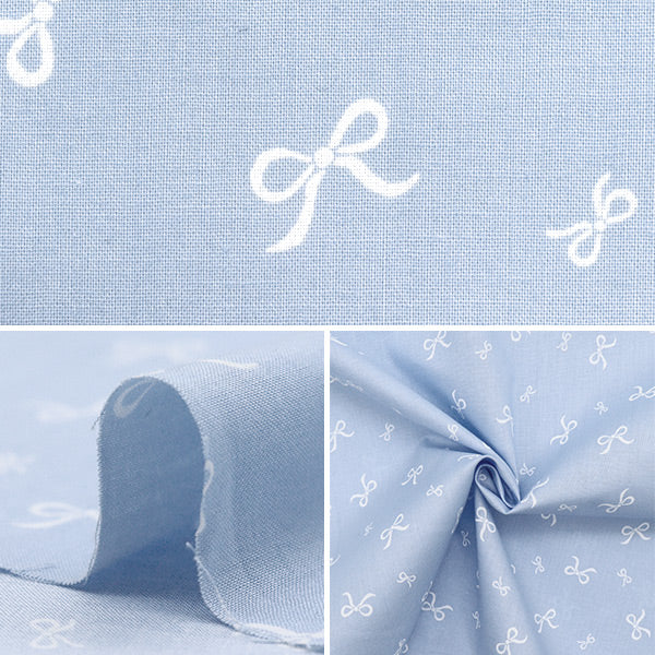 【数量5から】 生地 『コットンプリント リボン サックス SS-2406-2B』