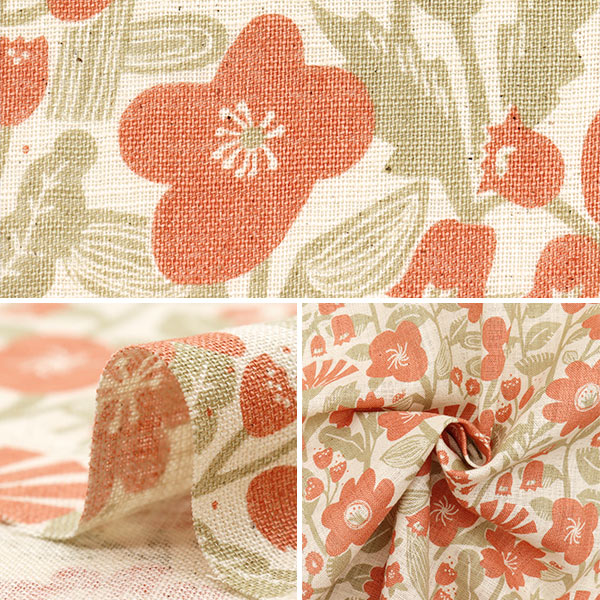 【数量5起】 織物 亚麻布爱情花自然粉红色850510-1-1"