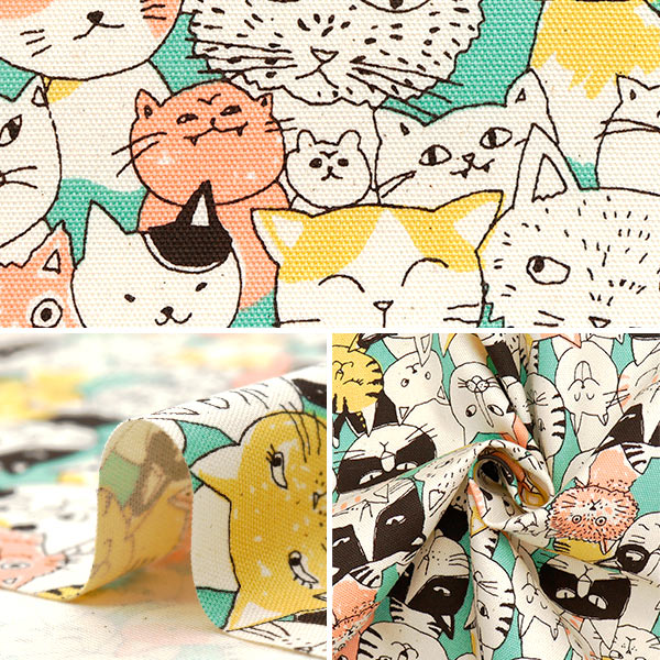 【数量5起】 織物 『牛津布 喵漫画薄荷85036 -1-1"