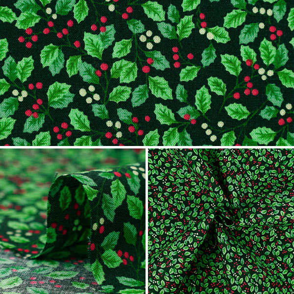 【数量5起】 織物 "X’mas柊树和实际绿色XC10693S-B"