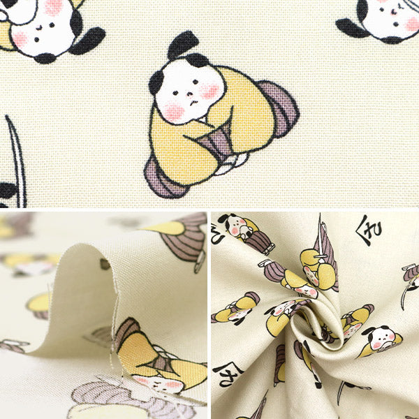 【数量5から】 生地 『JAPANぷりんと2 こども侍 ベージュ 142-1358-A1』