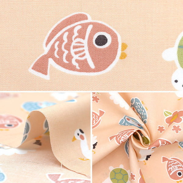 【数量5から】 生地 『JAPANぷりんと2 めでたい ピンク 142-1358-C1』