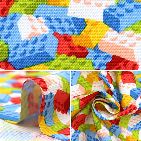 【数量5から】 生地 『ナニコレシリーズ オックス 撥水加工 ブロックかくれんぼ ライトマルチ NNF-16LMT』