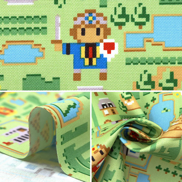 【数量5から】 生地 『ナニコレシリーズ オックス 撥水加工 ドットピクチャーマップ グリーン NNF-19G』