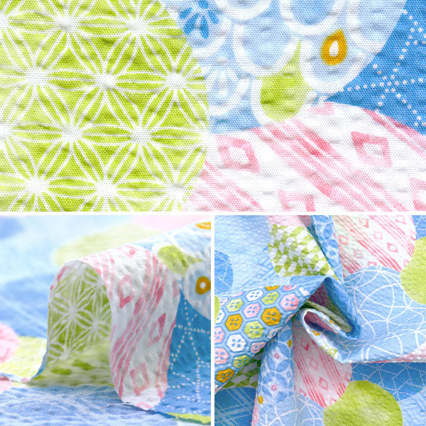 【数量5から】 生地 『リップル 丸小紋 サックス SS-2409-4A』