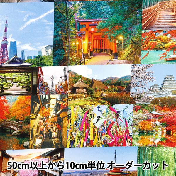 数量5から】 生地 『シーチング インクジェットプリント 日本の風景