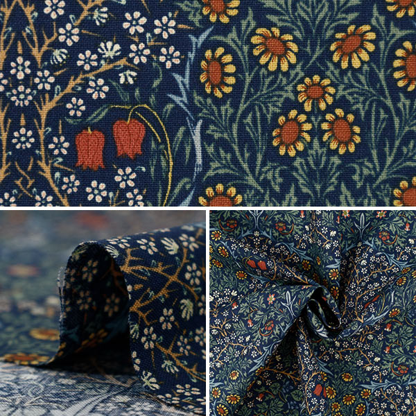 【数量5から】 生地 『MODA BEST OF MORRIS シーチング ブラックトーン インディゴ 33491-44』