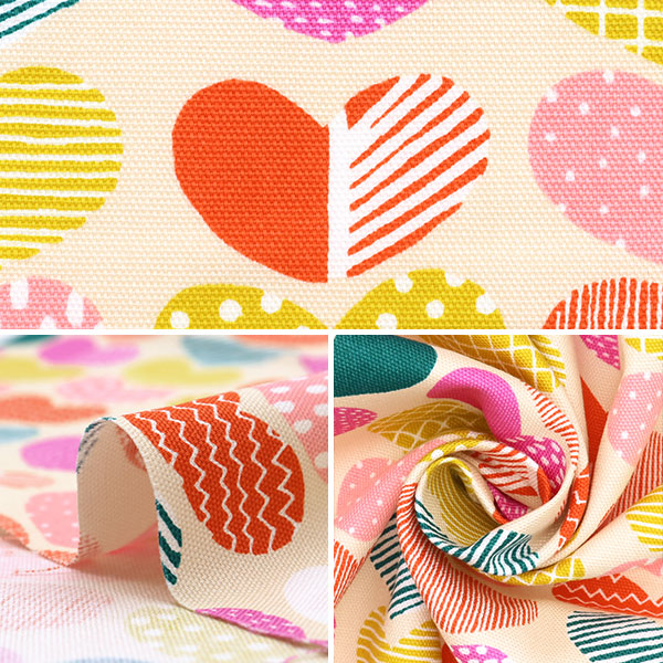 【数量5から】 生地 『kippis (キッピス) オックス ハート クリーム KPO-17Q』