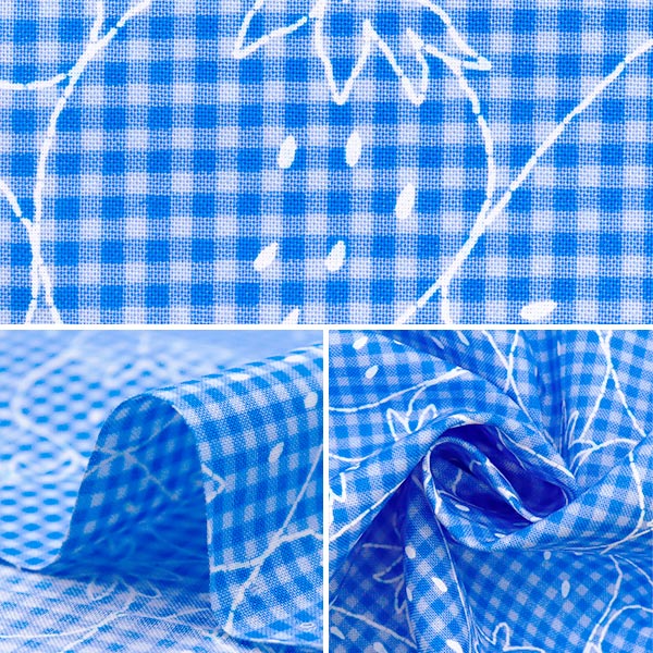 【数量5から】 生地 『シーチング 超撥水加工 PICNIK刺繍風ギンガム柄 A番色 YPA-51020-1A』 KOKKA コッカ