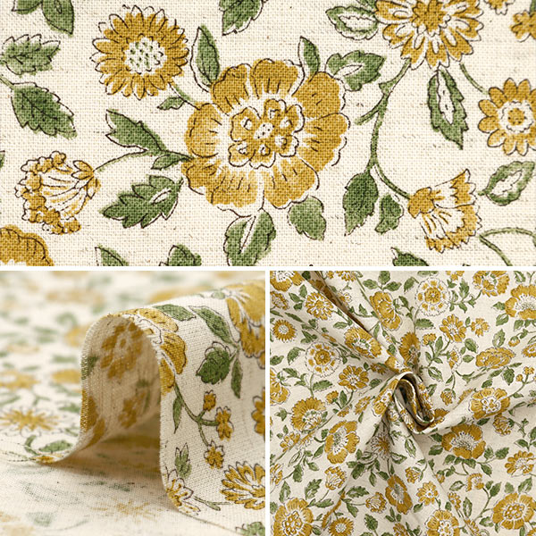 【数量5から】 生地 『綿麻シーチング Posey 更紗柄 キナリ YGA-79060-2A』 KOKKA コッカ