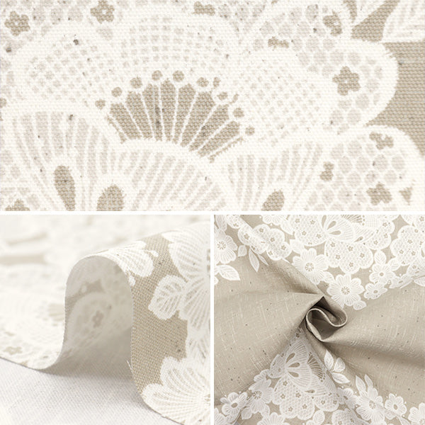 【数量5から】 生地 『オックス レース×リネンライク ボーダー ナチュラル YPA-5930-2A』 KOKKA コッカ