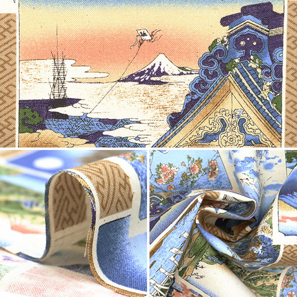 【数量5から】 生地 『シーチング 浮世絵 A YPA-59050-1A』 KOKKA コッカ