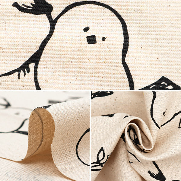 【数量5から】 生地 『綿麻キャンバス シンプリィアニマル シマエナガ YKA-29070-1A』 KOKKA コッカ