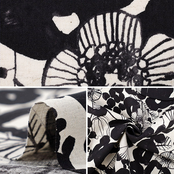 【数量5から】 生地 『綿麻シーチング Linnea 大花柄 ホワイト YKA-36060-1A』 KOKKA コッカ