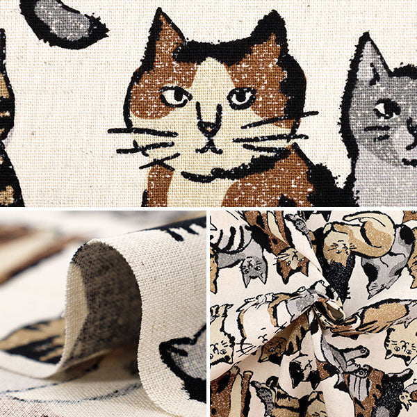 【数量5から】 生地 『綿麻キャンバス Art CAT ホワイト YGA-86020-1A』 KOKKA コッカ
