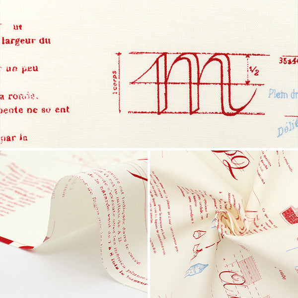 【数量5から】 生地 『シャーティング カリグラフィーレター レッド 826906-B』 YUWA 有輪商店