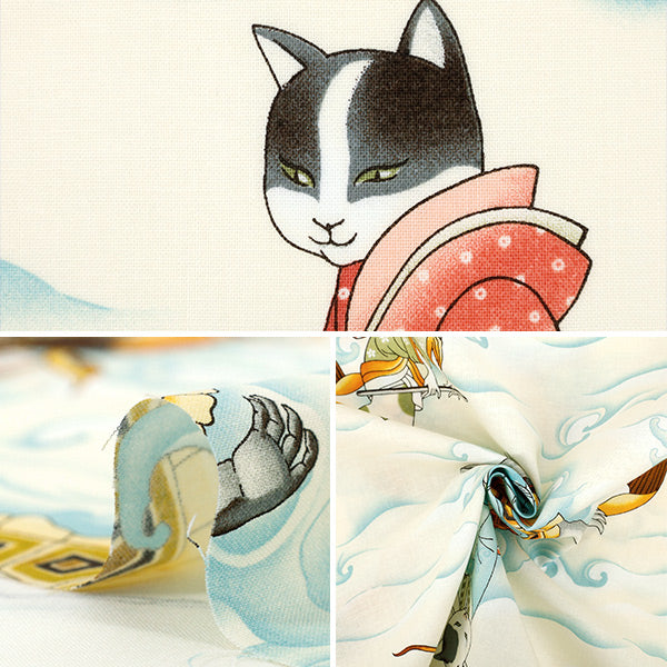 【数量5起】 織物 "美国棉花 板材織物 ALEXANDER HENRY feline fisherman 8643-A"