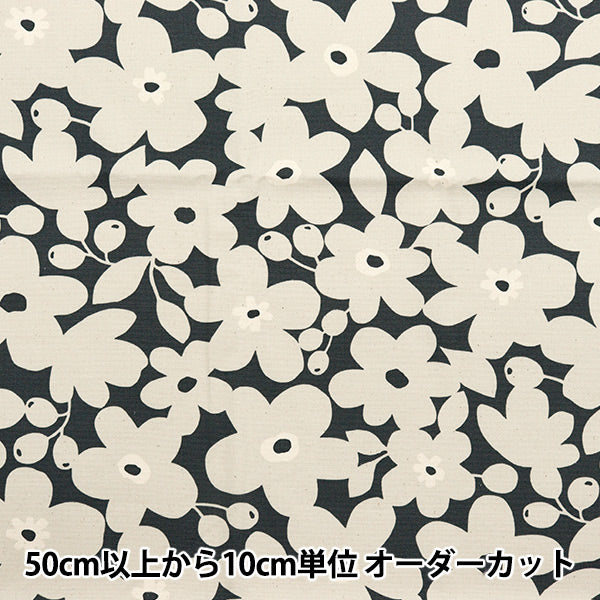 数量5から】 生地 『NOVA オックス 北欧調花柄 グレー NOX-NFL-GY