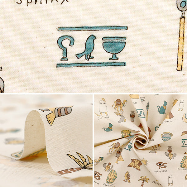 【数量5から】 生地 『NOVA シーチング エジプトストーリーズ ナチュラル NSE-EGY-NA』 KOKKA コッカ 【ユザワヤオリジナル】