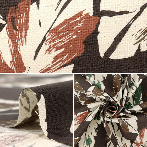 【数量5から】 生地 『NOVA シーチング リーフスタイル ブラウン NSE-LEAF-BR』 KOKKA コッカ 【ユザワヤオリジナル】