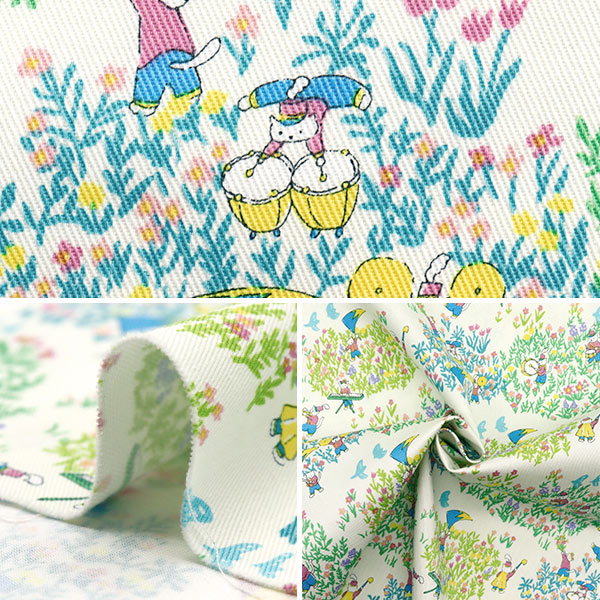 【数量5から】 生地 『ツイル マーチング ホワイトグリーン CHTW-MAR-WHGN』