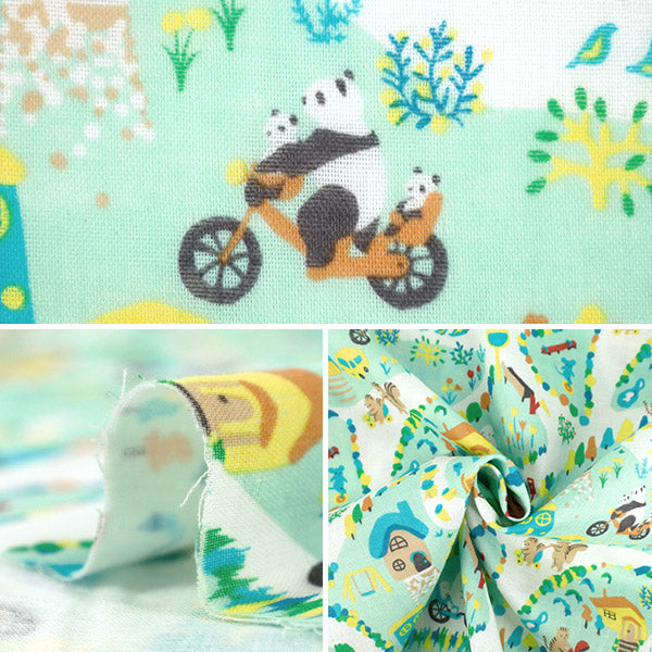 【数量5から】 生地 『Wガーゼ 私の街 ミント WGMYTO-MT』