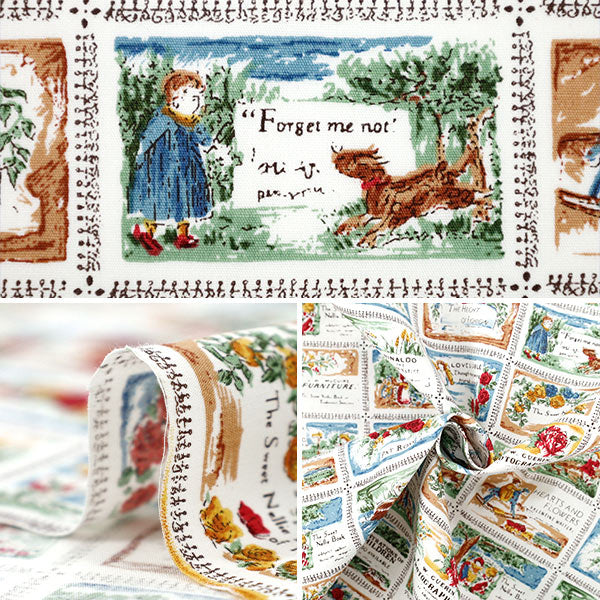 【数量5から】 生地 『ブロード 風景 ブラウン YUZ-931-1』 【ユザワヤオリジナル】