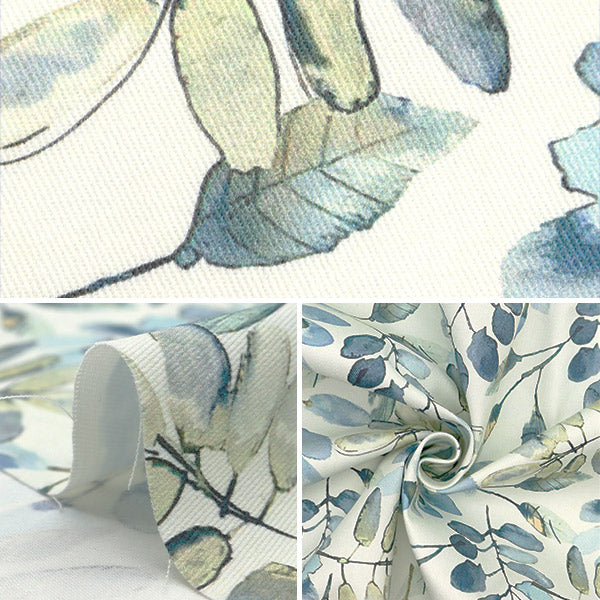 【数量5から】 生地 『すごく水をはじく超撥水ツイル ボタニカルリーフ TWTC-WAFC-BL』 【ユザワヤオリジナル】