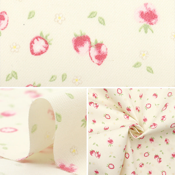 【数量5から】 生地 『すごく水をはじく超撥水ツイル いちご ホワイト TWTC-ST-WH』 【ユザワヤオリジナル】