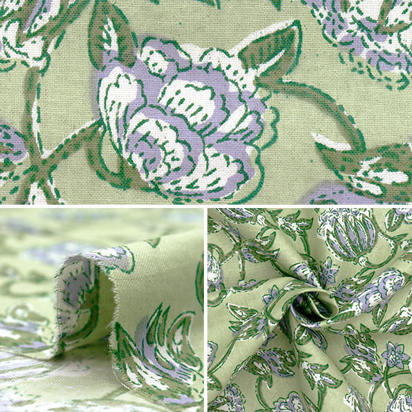 【数量5起】 織物 “印度”板材織物印花印花布绿色×紫色ram - sha - 25h"
