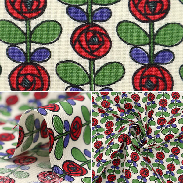 【数量5から】 生地 『シーチング ミニバラ オフホワイト×アカ ACS1097-A』 COTTON KOBAYASHI コットンこばやし 小林繊維