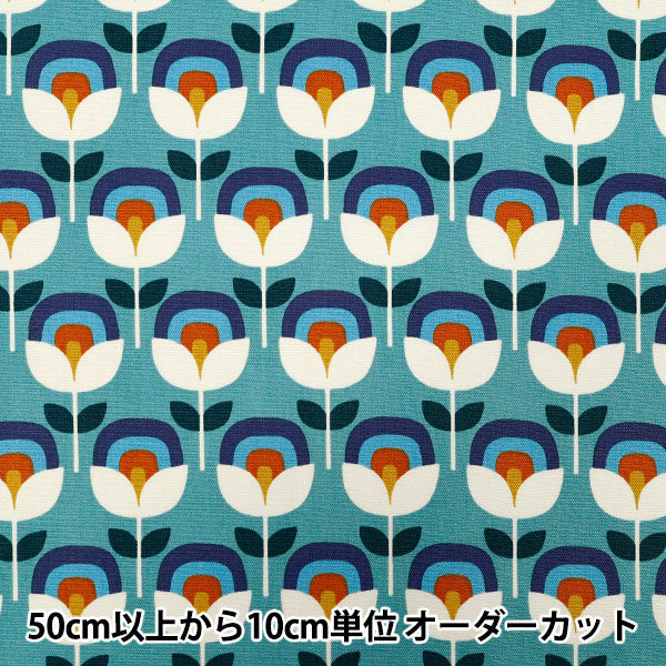 Retro Flower Oxford Fabric - Blue | Cotton Kobayashi – Yuzawaya