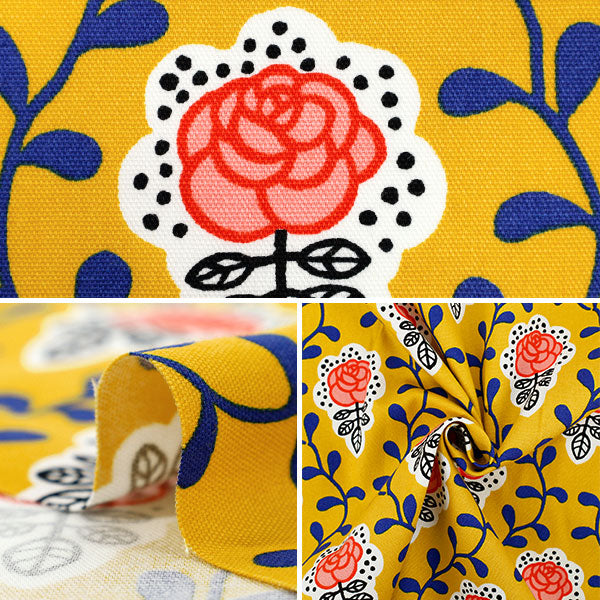 【数量5から】 生地 『う早この布 オックス フローレンス イエロー×レッド ACS1139-A』 COTTON KOBAYASHI コットンこばやし 小林繊維