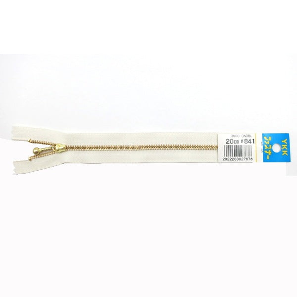 ファスナー 『玉付ゴールドファスナー 20cm 841 オフホワイト』 YKK