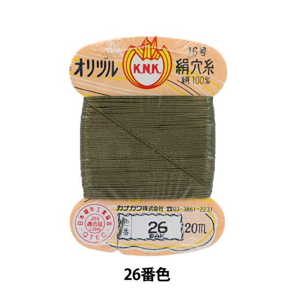 Hand -sewn thread "Orizuru silk hole thread 16 (#8) 20m card roll 26th color" Kanagawa