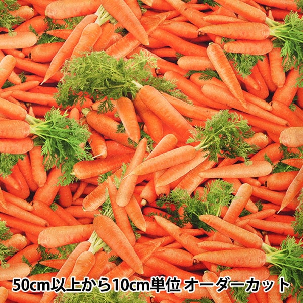 数量5から】 生地 『USAコットン フード・フェスティバル キャロット柄