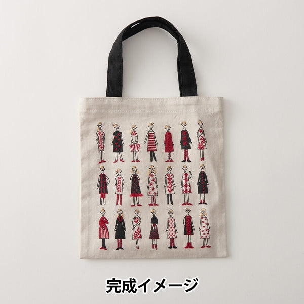 刺しゅう布 『100ネエサン 縫製済ミニトート ペールグレー 中島一恵