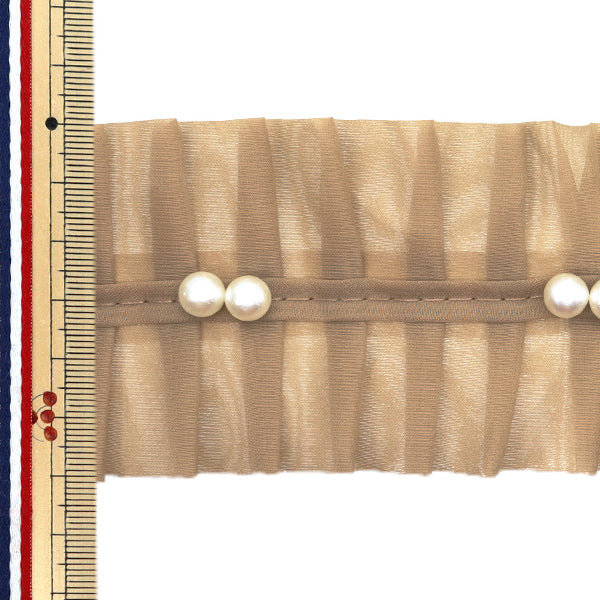 الشريط "شريط أورجاندي بيرل تاك 6 سم عرض 1.35 متر تقريباً بيج NR-07" KIYOHARA