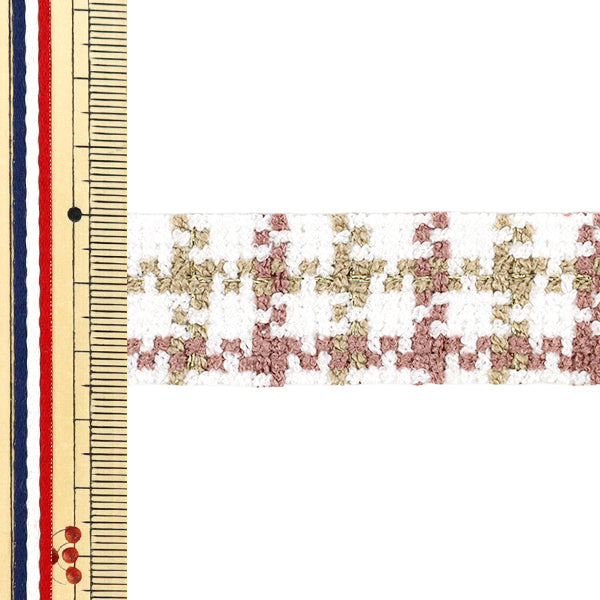 手芸テープ 『ツイードテープ 2025 約幅25mm×長さ2m ピンク YRC2520-25』