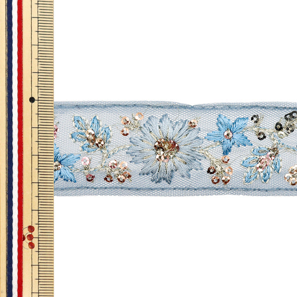 【数量5から】 手芸ブレード 『2022 インド刺繍ブレード ブルー×ブルー 45180D』