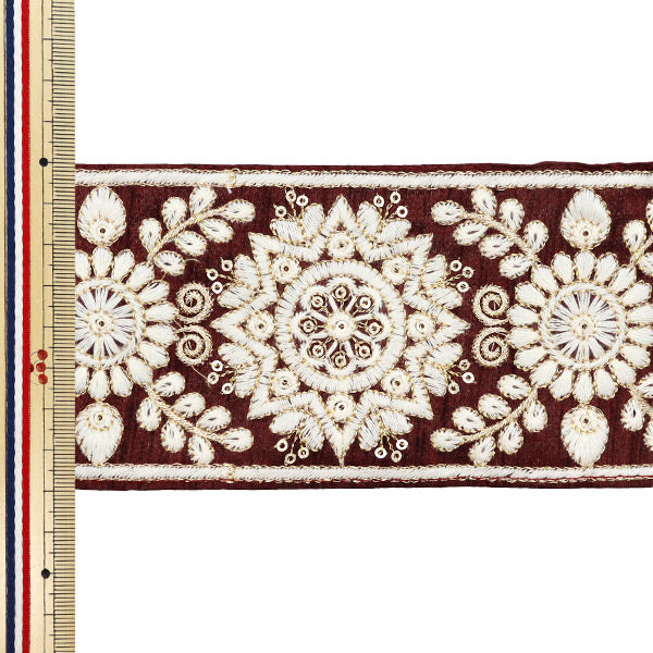 【数量5から】 手芸ブレード 『2024 インド刺繍ブレード レッド×ホワイト M-294A12』