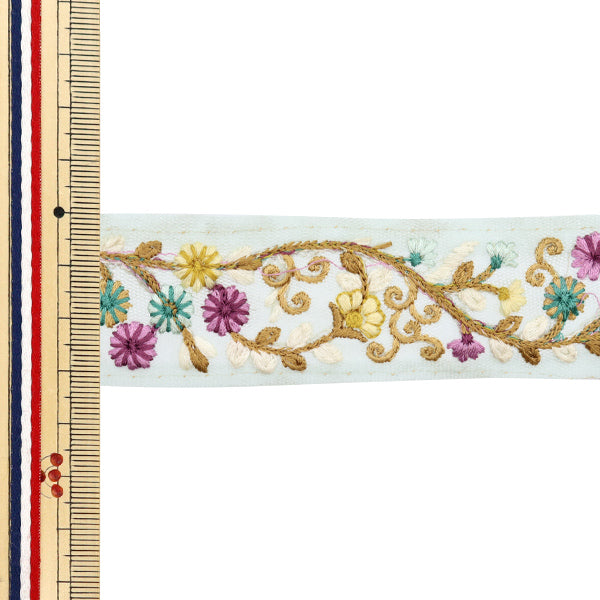 【数量5から】 手芸ブレード 『2024 インド刺繍ブレード ブルー×パープル 3518E』