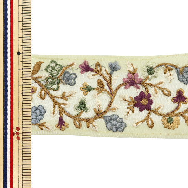 【数量5から】 手芸ブレード 『2024 インド刺繍ブレード グリーン×パープル 3522C』