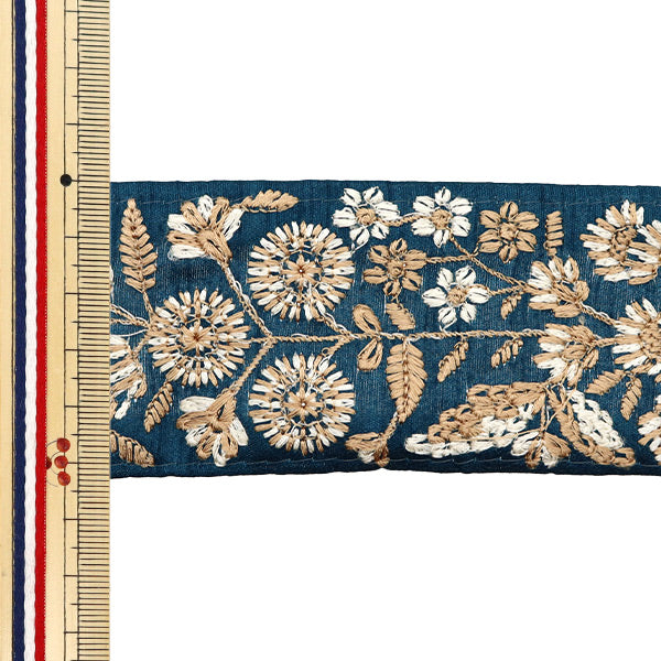 【数量5から】 手芸ブレード 『2024 インド刺繍ブレード グリーン×ホワイト M-178D』