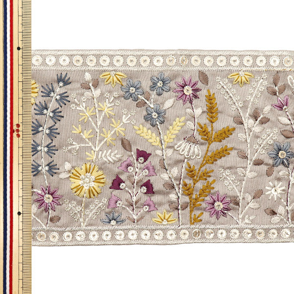 【数量5から】 手芸ブレード 『2024 インド刺繍ブレード グレー 47131E』