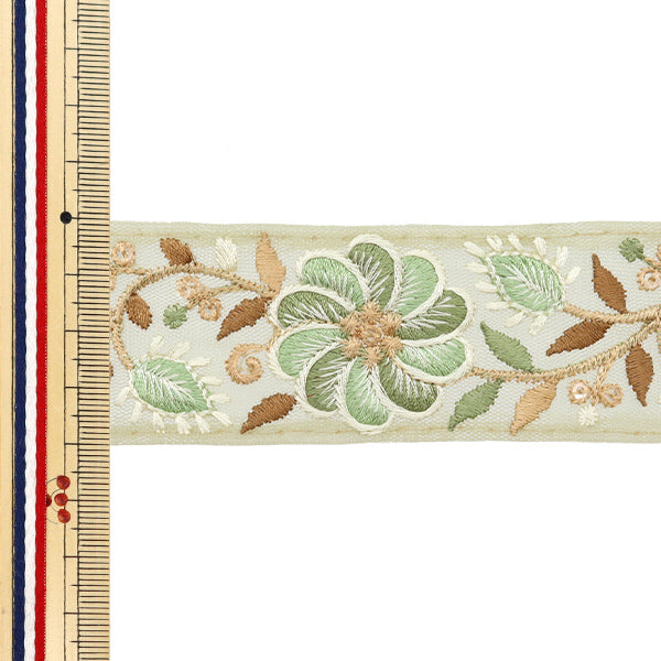 【数量5から】 手芸ブレード 『2024 インド刺繍ブレード グリーン×グリーン 2228C』