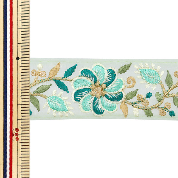 【数量5から】 手芸ブレード 『2024 インド刺繍ブレード グリーン×グリーン 2228D』