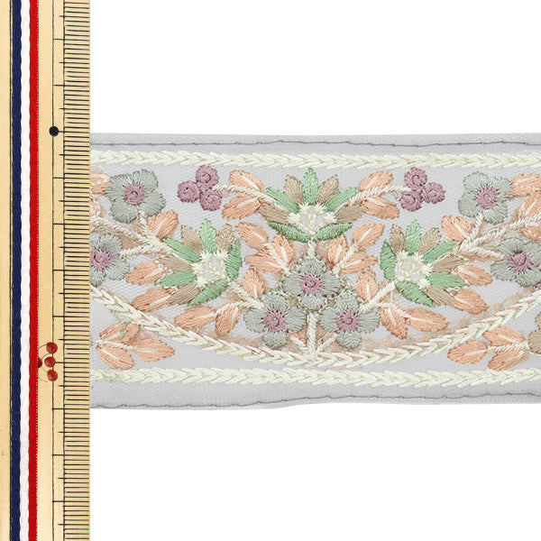 【数量5から】 手芸ブレード 『2024 インド刺繍ブレード グレー×パープル 2232A2』